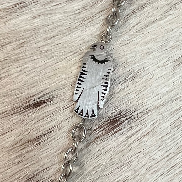 New Genuine Stainless Steel Western Faux Turquoise Naja Silver Boho Necklace - Picture 4 of 7